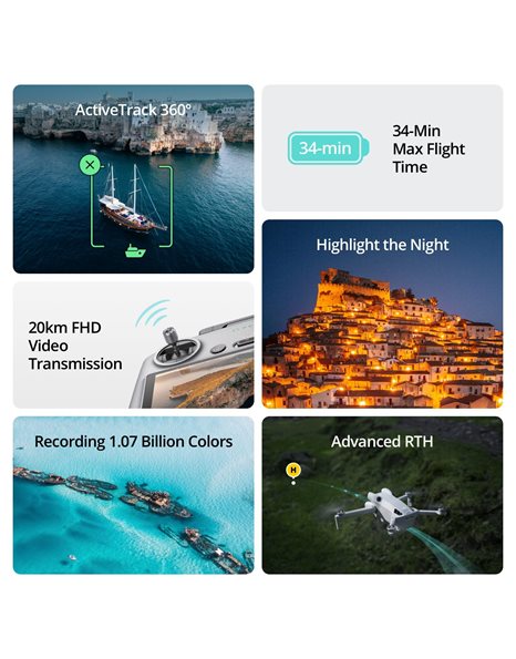 DJI Mini 4 Pro (DJI RC-N2), Folding Mini-Drone with 4K HDR Video Camera for Adults, Under 0.549 lbs/249 g, 34 Mins Flight Time, 20 km Max Video Transmission Distance, Omnidirectional Vision Sensing