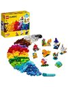 LEGO 11013 Classic Creative Transparent Bricks Building Set with Animal Figures including Lion and Turtle Toys, Gifts for 4 Plus Year Old Kids, Girls & Boys