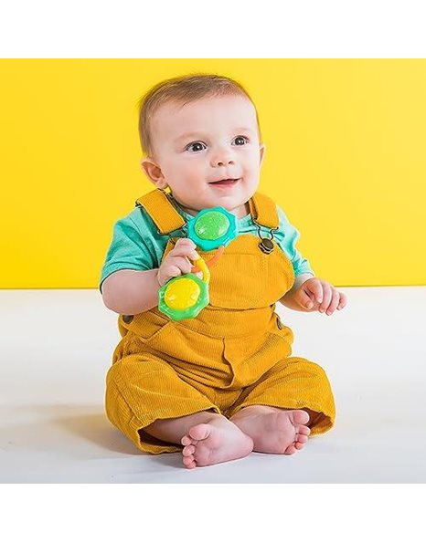 Bright Starts Rattle & Shake BPA-Free Baby Barbell Toy, Green, Ages 3 Months+