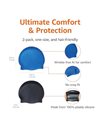 Amazon Basics Unisex Wrinkle-Free Silicone Swim Caps, One Size, Black/Blue, 2 Pack