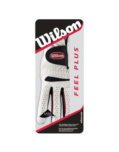 Wilson Mens Feel Plus Left Hand Golf Gloves, White, Medium/Large