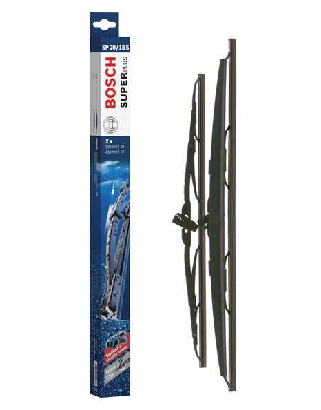 Bosch Wiper Blade Super Plus Spoiler SP20/18S, Length: 500mm/450mm ? Set of Front Wiper Blades