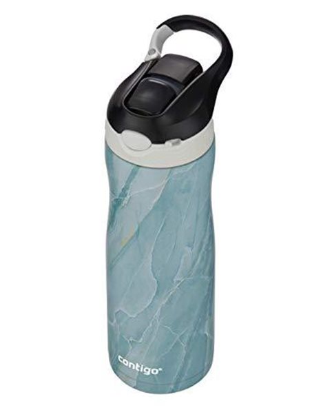 Contigo Autospout Chill Couture Drinking Bottle with Straw, Stainless Steel Water Bottle, 100% Leak Proof, Insulated Bottle for Sports, Bike, Hiking, 590 ml, Amazonite