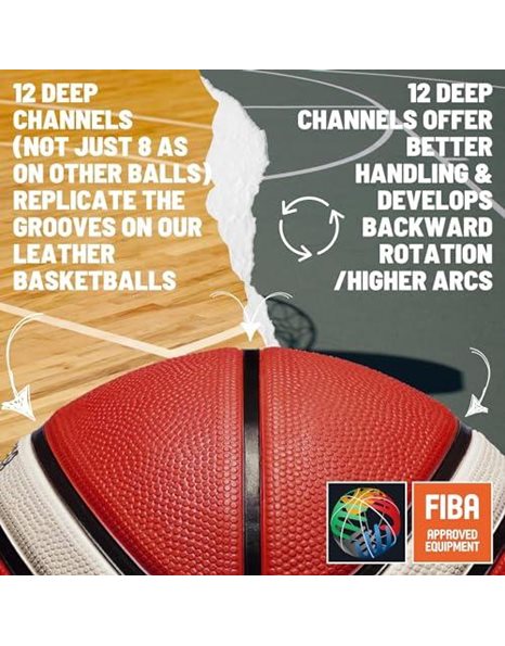 Molten BG2010 Basketball, Indoor/Outdoor, FIBA Approved, Premium Rubber, Deep Channel, Size 6, Orange/Ivory, Suitable For Boys age 12, 13, 14 and Girls age 14 & Adult