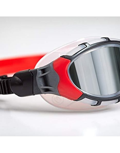 Zoggs Predator Flex Goggle, UV Protection Swim Goggles,Black/Red/Mirror, small