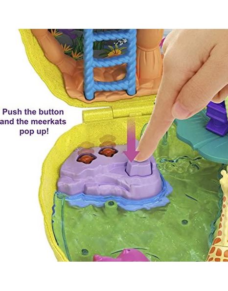 Polly Pocket Micro, Tropical Pineapple Purse, 2-in-1 Purse and Playset with Animal Safari Theme, Toy Accessories, Stickers, 2 Polly Pocket Dolls, Toys for Ages 4 and Up, GKJ64