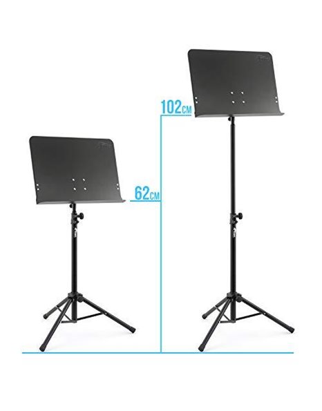 TIGER MUS14-BK Orchestral Sheet Music Stand Telescopic Orchestras, Schools, Singers and Solo Musicians Lip height 62-102cm Black