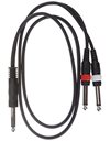 Adam Hall 3 Star Series 1m 6.3mm Jack Stereo to 2x 6.3 Jack Mono Audio Cable