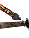 TIGER STPK2-RB Nylon Guitar Strap with Pack of 12 Free Picks Reggae Design