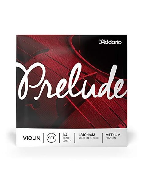 DAddario J810 1/4M Prelude 1/4 Scale Medium Tension Violin String Set