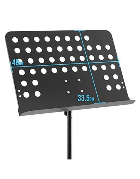 TIGER MUS7-BK | Orchestral Music Stand | All Metal Construction | Fully Adjustable Sheet Music Stand | Black