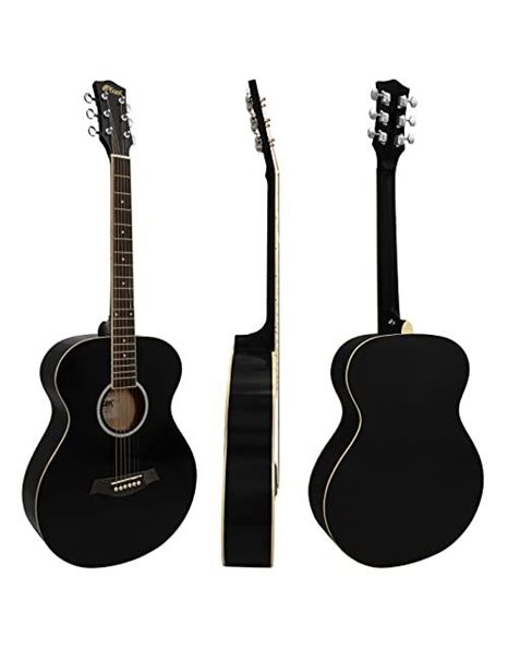 Acoustic Guitar for Beginners - Full Size, Steel-String - includes Gig-bag, Strap, Scratchplate and Spare Strings - Black - TIGER ACG2-BK