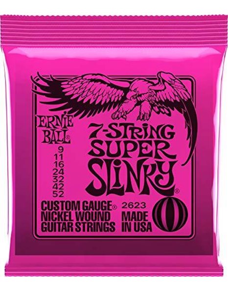Ernie Ball Super Slinky 7-String Nickel Wound Electric Guitar Strings - 9-52 Gauge