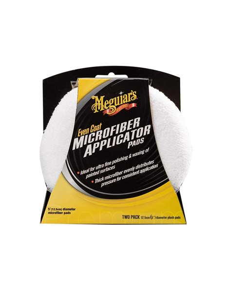 Meguiars X3080EU Even Coat 5 Inch Microfibre Reusable Applicator Pads (2 Pack) for Hand Applying Compounds, Polishes and Leather Cleaners