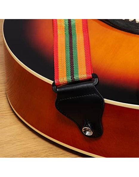 TIGER STP2-RB Nylon Guitar Strap for Acoustic, Classical, Electric and Bass Guitars Reggae Design