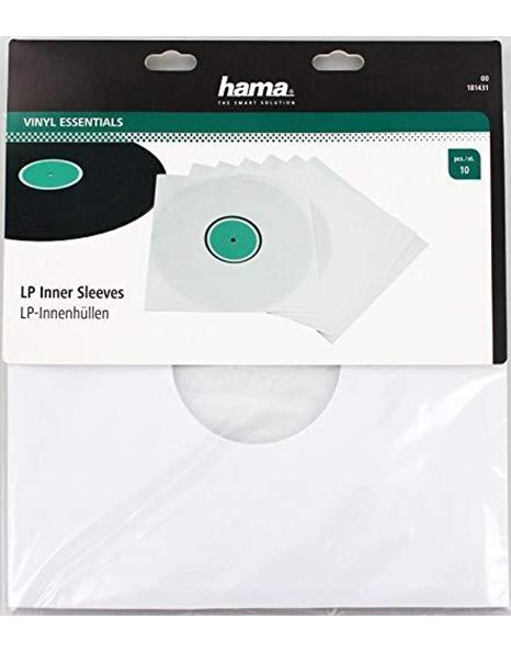 Hama 181431 Vinyl LP Inner Sleeves, Paper, 10 Pcs, White, 0.9 cm*35.0 cm*31.3 cm