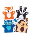 Baker Ross AR637 Woodland Animal Hand Puppet Sewing Kits (Pack of 4) for Kids Arts and Crafts