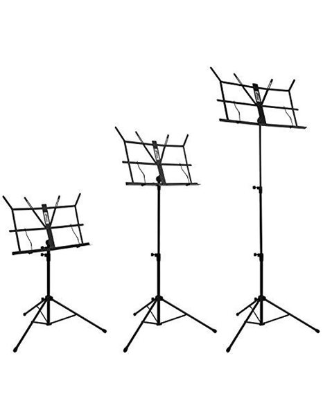 TIGER MUS56-BK Easy Folding Sheet Music Stand with Bag - Portable Folding Music Stand - Black