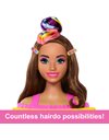 Barbie Doll Deluxe Styling Head with Color Reveal Accessories and Wavy Brown Neon Rainbow Hair, Doll Head for Hair Styling, HMD80