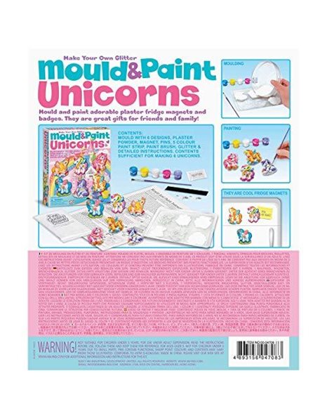 4M | Mould and Paint Unicorns | Mould and Paint Fridge Magnets and Badges | Unicorn Themed Craft Activity | Kids Ages 5+