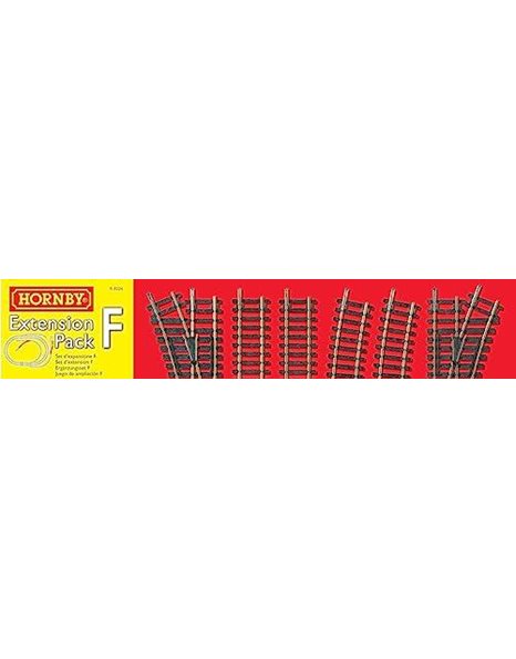 Hornby R8226 OO Gauge Track Extension Pack F - Extra Track Pieces for Model Railway Sets, Model Train Track Pieces, Includes - Straights, Curves, LH Point, RH Point & Buffer Stop - Scale 1:76