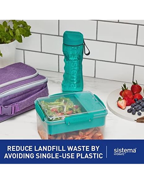 Sistema Hydrate Tritan Active Sports Water Bottle 800 Ml Leakproof Water Bottle Bpa-Free Recyclable With Terracycle Assorted Colours
