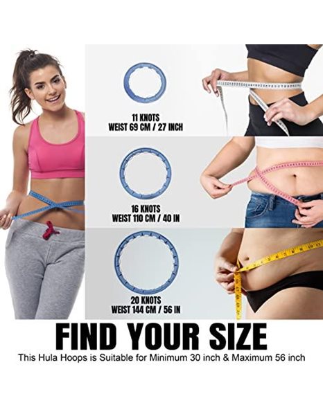 K-MART Smart Weighted Hula Hoop For Adults, Detachable Fitness Ring With 360 Degree Auto-Spinning Ball Massage, Smart Ring Hula Hoops For Adults, Fitness Equipment For Weight Loss (Blue)