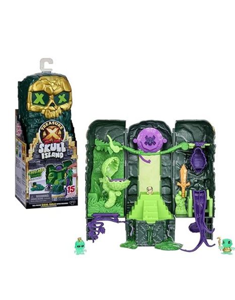 Treasure X Lost Lands Skull Island Swamp Tower Micro Playset, 15 Levels of Adventure, Survive the Traps And Discover 2 Micro Sized Action Figures, Will You Find Real Gold Dipped Treasure?