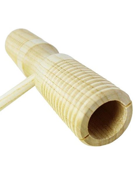 A-Star Two Tone Wood Block Guiro Scraper with Wooden Beater, Percussion Rhythm Block