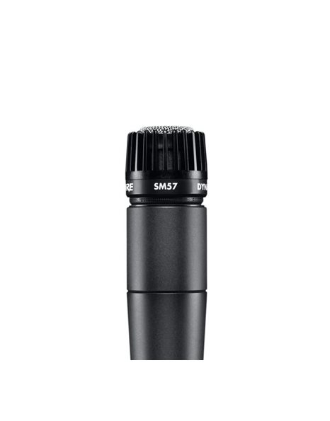 Shure SM57 Cardioid Dynamic Instrument Microphone with Pneumatic Shock Mount, A25D Mic Clip, Storage Bag, 3-pin XLR Connector, No Cable Included (SM57-LCE), Black