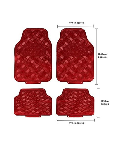 JVL Titan Car Mat Set Metallic Design with Rubber Backing, Red