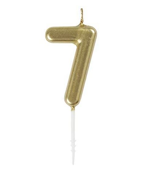 Unique Party 19957 Mini Birthday Candle Number 7-4.72" | Gold | Metallic | 1 Pc