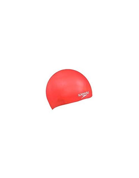 Speedo Unisex Kids Junior Plain Moulded Silicone Junior Swimming Cap, Red, One Size