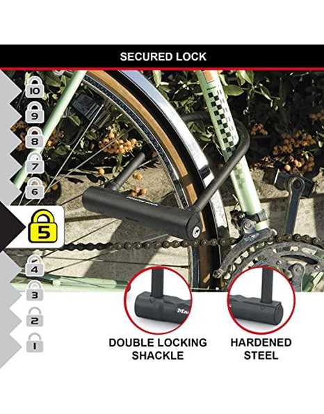 MASTER LOCK Bike D Lock, 2 Keys, Universal Mounting Bracket, Lightweight Double Locking Shackle, 240 x 160 x 32 mm