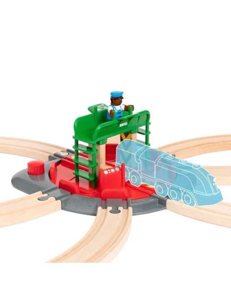 BRIO World Train Turntable & Figure for Kids Age 3 Years Up - Wooden Railway Set Add On Accessories