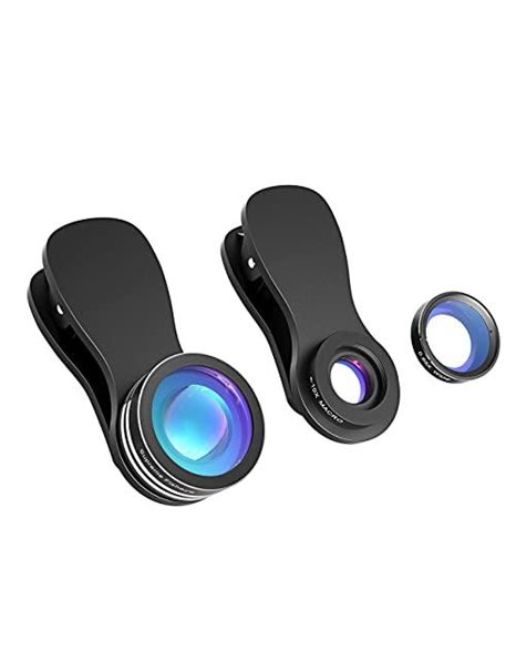 ANSTA Mobile Phone Camera Lens Set, 180 Fisheye Lenses, Mobile Phone Lens 3 in 1 Clip