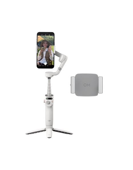 DJI Osmo Mobile 6 Fill Light Combo, 3-Axis Phone Gimbal, Built-In Extension Rod, Portable and Foldable, Android and iPhone Gimbal, Object Tracking, with a Fill Light Phone Clamp, Platinum Gray