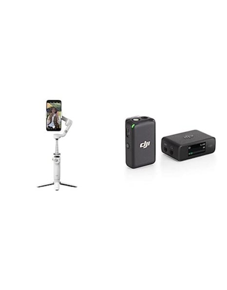 DJI Osmo Mobile 6 Solo Vlogging Combo, 3-Axis Smartphone Stabilizer, Object Tracking, Built-In Extension Rod, Portable and Foldable, Platinum Gray, Equipped with a DJI Mic (1 TX + 1 RX)