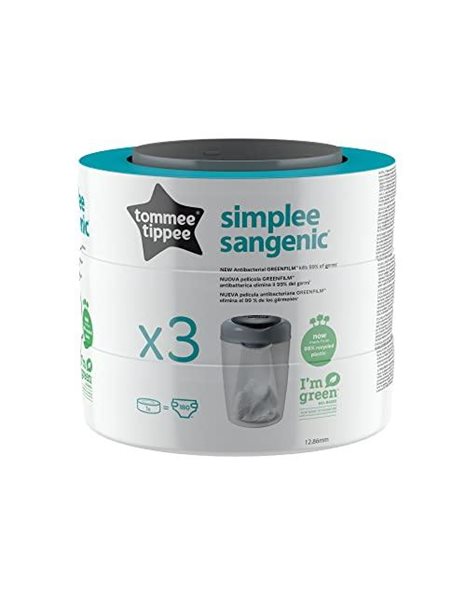 Tommee Tippee Simplee Sangenic Refills, Pack of 3 (Compatible with Simplee Sangenic Bin Only)