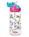 Nuby - Cup with Soft Drinking Straw and Push Button Made of Tritan 540 ml - 4 Years + Pink