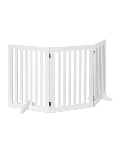 Relaxdays Wooden Safety Barrier, Adjustable Gate for Dogs & Children, Fireplace & Oven, MDF, 3 Panels, 70x154cm, White, Boards, One Item