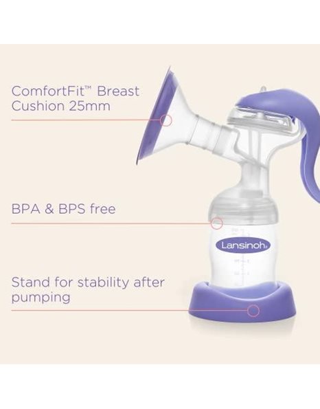 Lansinoh - Manual Breast Pump - With Customisable Pumping Modes - Portable for Travel
