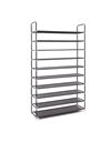 Relaxdays XXL Shoe Shelf For 50 Pairs of Shoes, 175.5 x 100 x 29 cm, Fabric and Metal, 10-Shelves, Black