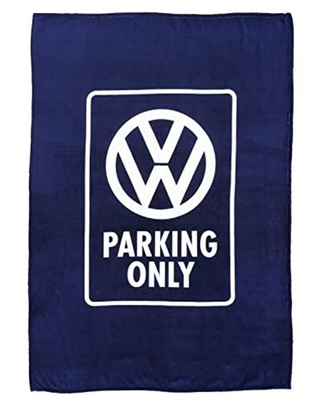BRISA VW CollectioBRISA VW Collection Volkswagen Soft Cuddly fluffy Fleece Blanket throw in T1 Bus & Beetle Design (150x200 cm/59x78.7 in.) (Parking Only/Blue)
