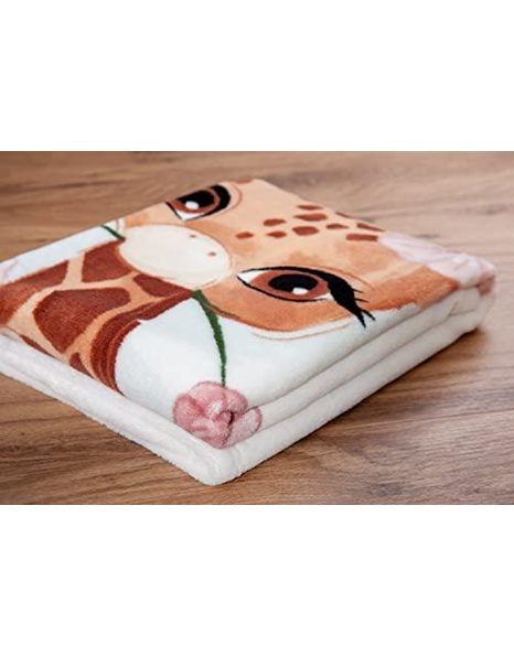 Herding Giraffe Microfibre Fluffy Blanket, 75 x 100 cm, 100% Polyester
