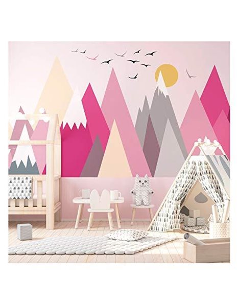 Ambiance Stickers Scandinavian Martika Mountains Wall Decals, DIY Home Decor, Peel and Stick Removable Stickers, Waterproof and Self Adhesive Wall Art - H115 x L230 CM