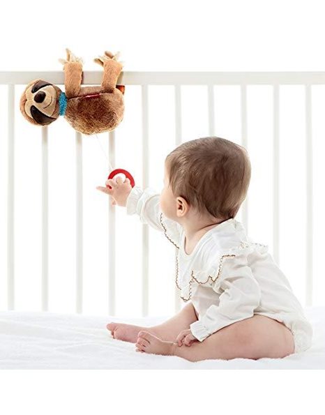 Sigikid, 42417 Sloth Hanging Toy Clock with Interchangeable Musical Mechanism, Baby Toy, Recommended from 0 Months, Brown, 42417