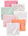 Simple Joys by Carters Baby 7-Pack Flannel Receiving Blankets, Multicolour/Dinosaur/Dots/Floral/Lemon/Turtle, One Size (Pack of 7)