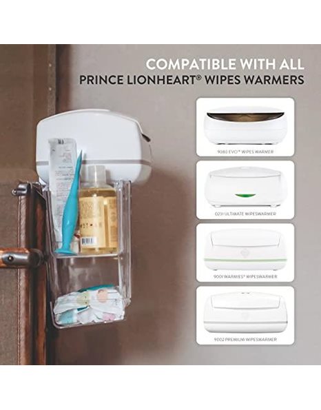 Prince Lionheart Nappy Depot | Hangs On Changing Table | Nappy Changing Accessory | Clear The Clutter | Organiser | Tray & Side Compartments | Holds 18 Large Nappies & Changing Essentials