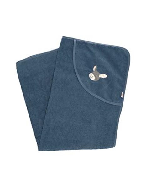 Sterntaler Baby Boys Bath Towel GOTS Emmi - Bath Poncho Baby Hooded Towel Bath Towel Children with Donkey Motif - Organic - Grey Blue